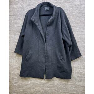 Cynthia Rowley 100% Wool Snap Button Over Coat Womens Size 3X Black